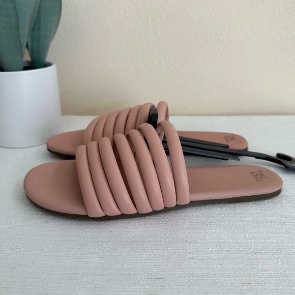 New Time And Tru Blush Pink Vegan Tubular Multi Band Slide Sandals Woman’s 9 - Picture 6 of 9